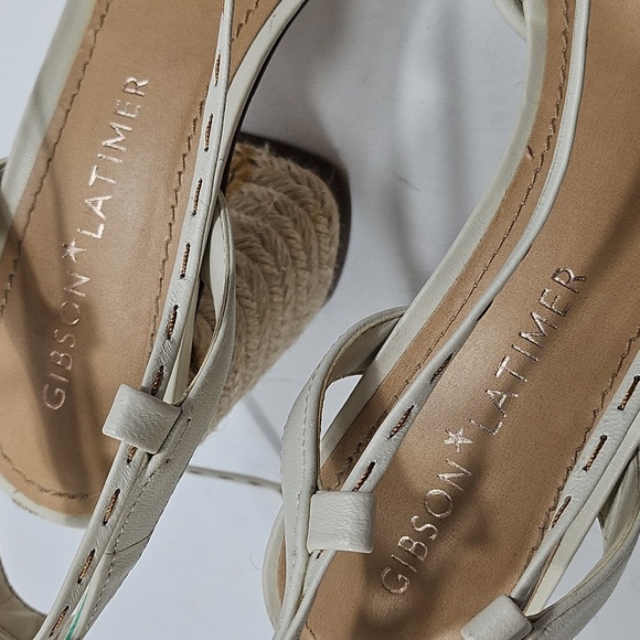 Gibson Latimer Tasha Sheep Leather Cream Ankle Wrap Jute Block Heel Sandal - Picture 13 of 16